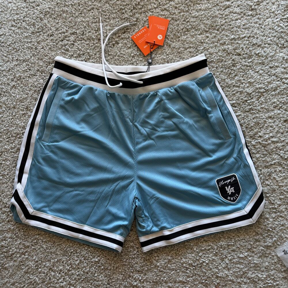 Men's YoungLA(SoldOut) 133 AthleticMeshGymShorts, XL, NWT, CarolinaBlue